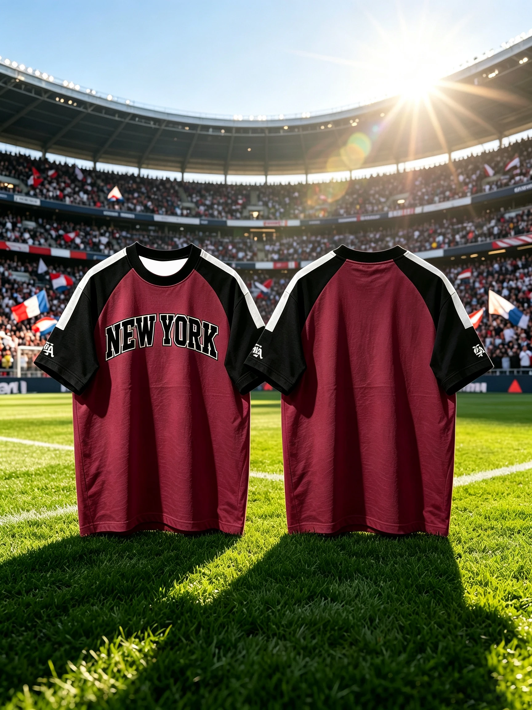 Raglan Spliced Sports Jersey Bold Letter Print Men Short Sleeve Tee