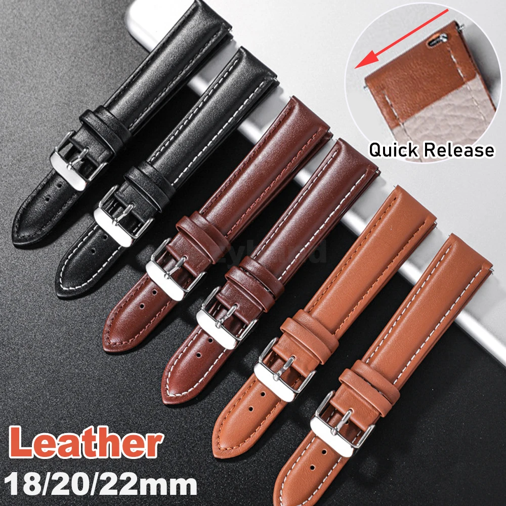 Schnellverschluss-Lederarmband für Damen und Herren, 18 mm, 20 mm, 22 mm, für Seiko-Uhr, Ersatzband für Omega-Armband, Business-Sport