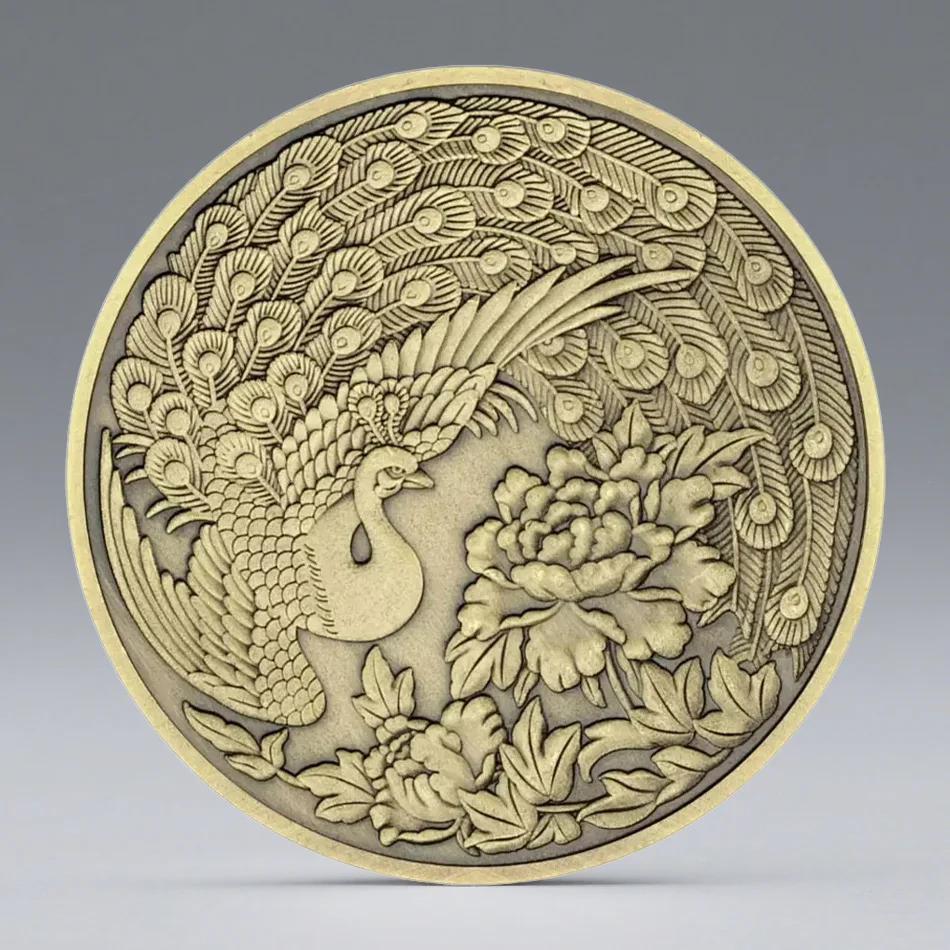 Chinese Style Peacock Copper Plated Souvenirs CoinBird of Juno Collection Coins