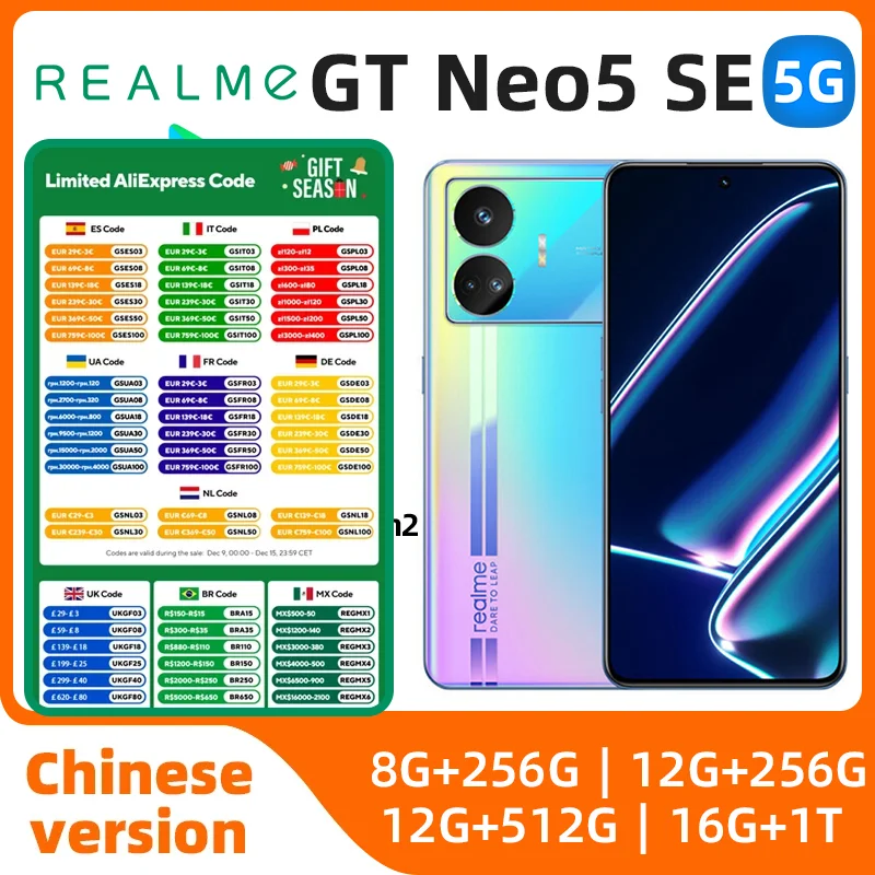 Realme GT Neo5 SE Android 5G Unlocked 6.74 inch 1T All Colours in Good Condition Original used phone