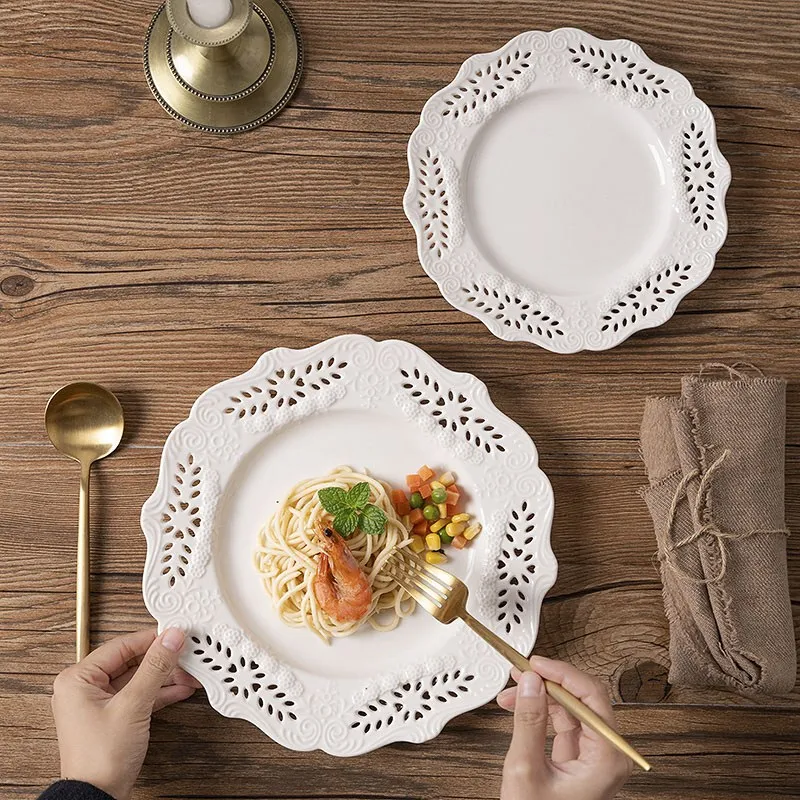 Lepei Creative Ceramic Plate Set - Elegant UK Plate Set Restaurant plates Steel plates for dinner Platos de porcelana Gold plate