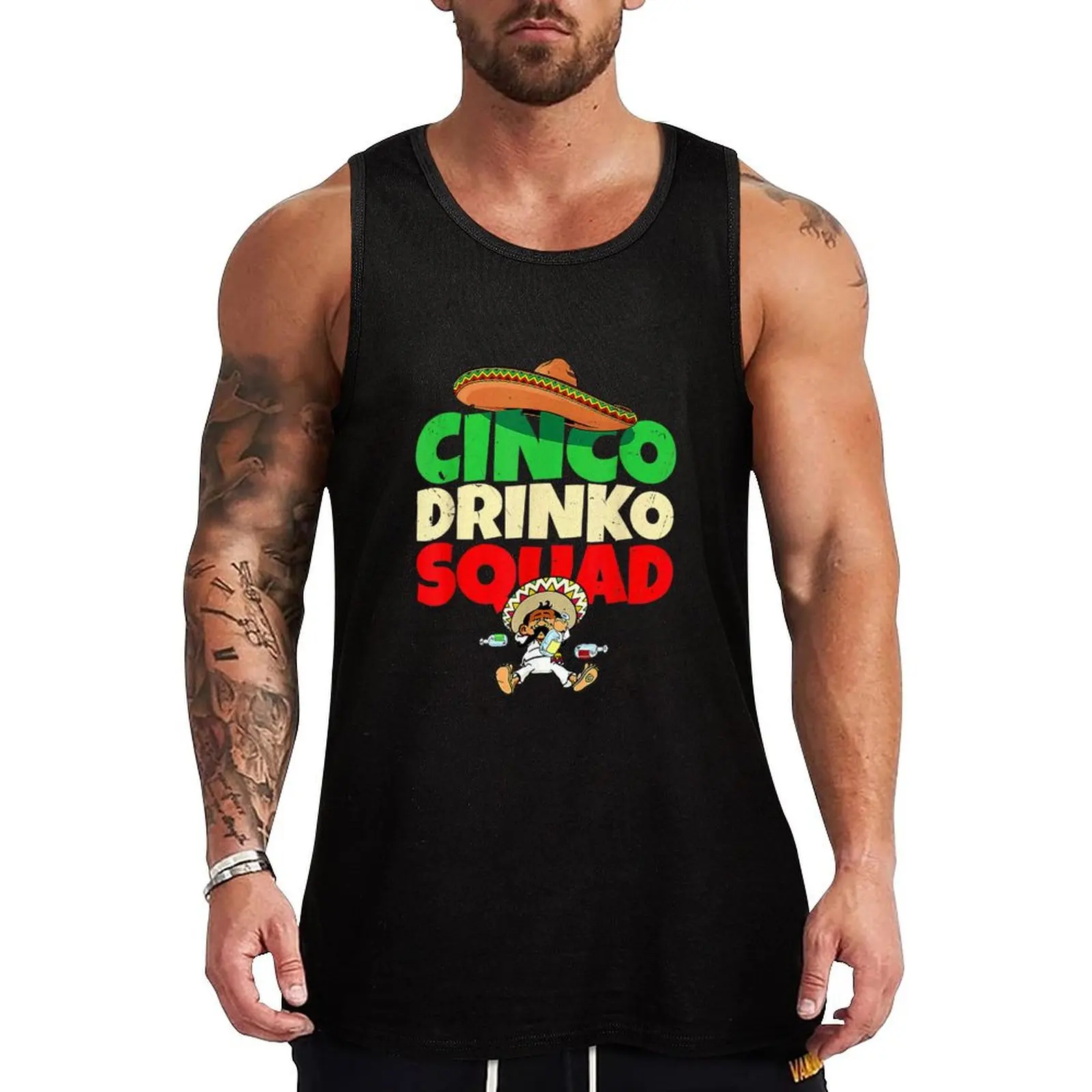 

Cinco Drinko Squad Drinking Party Fiesta Funny Cinco De Mayo Tank Top Vest for boy Men's gym clothing mens clothing