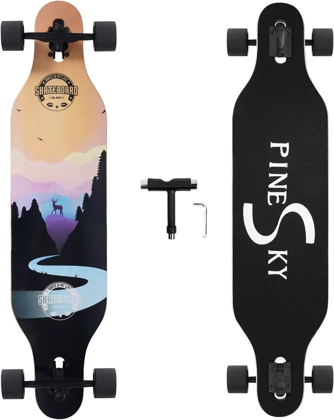 Skate Longboard de bordo de 41 polegadas Cruzador completo para escultura e descida com T-Tool