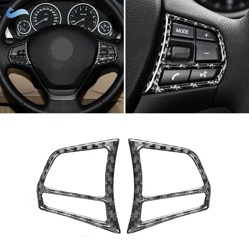 

Car Carbon Fiber Sticker For BMW 3 Series GT F30 F34 2013 2014 2015 -2019 Interior Steering Wheel Panel Buttons Cover Trim