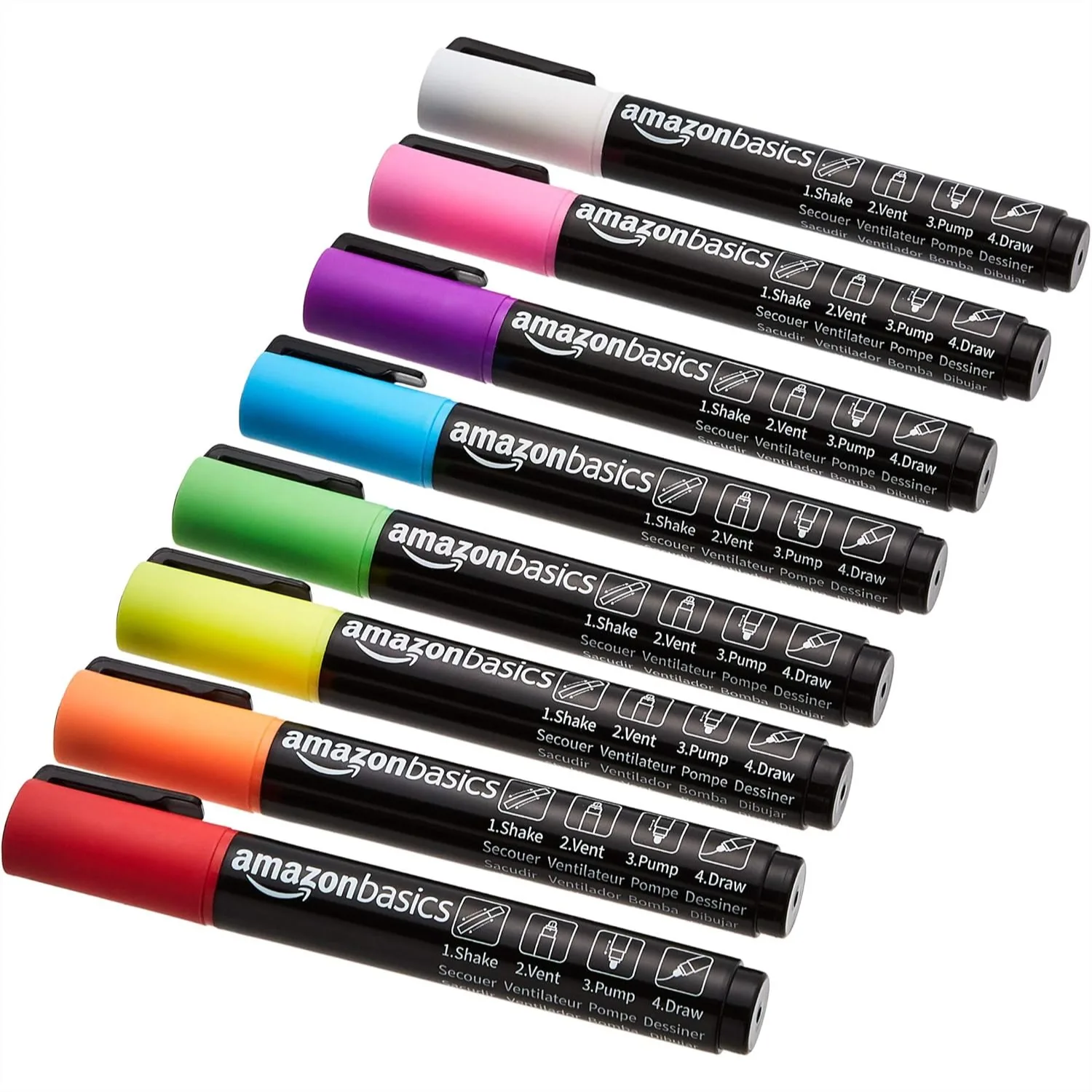 

Liquid Chalk Markers with Reversible Bullet/Chisel Tip, 8-Pack Bright Colors, Erasable & Washable for Blackboards, Glass