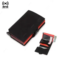 Anti Rfid Blocking Credit Card Holder Men Wallet Leather Smart Slim Wallet Metal Bank Credit Cardholder Case Porta Carta Credito