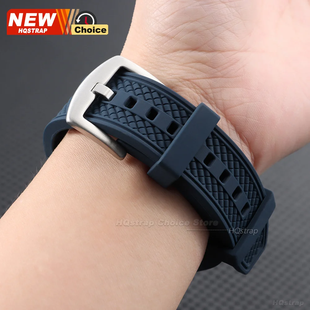 New 22mm 20mm Waterproof Silicone for Omega Plaid Pattern Rubber Bracelet for Samsung for Huawei Watch Band Women Men Wristband - view 6