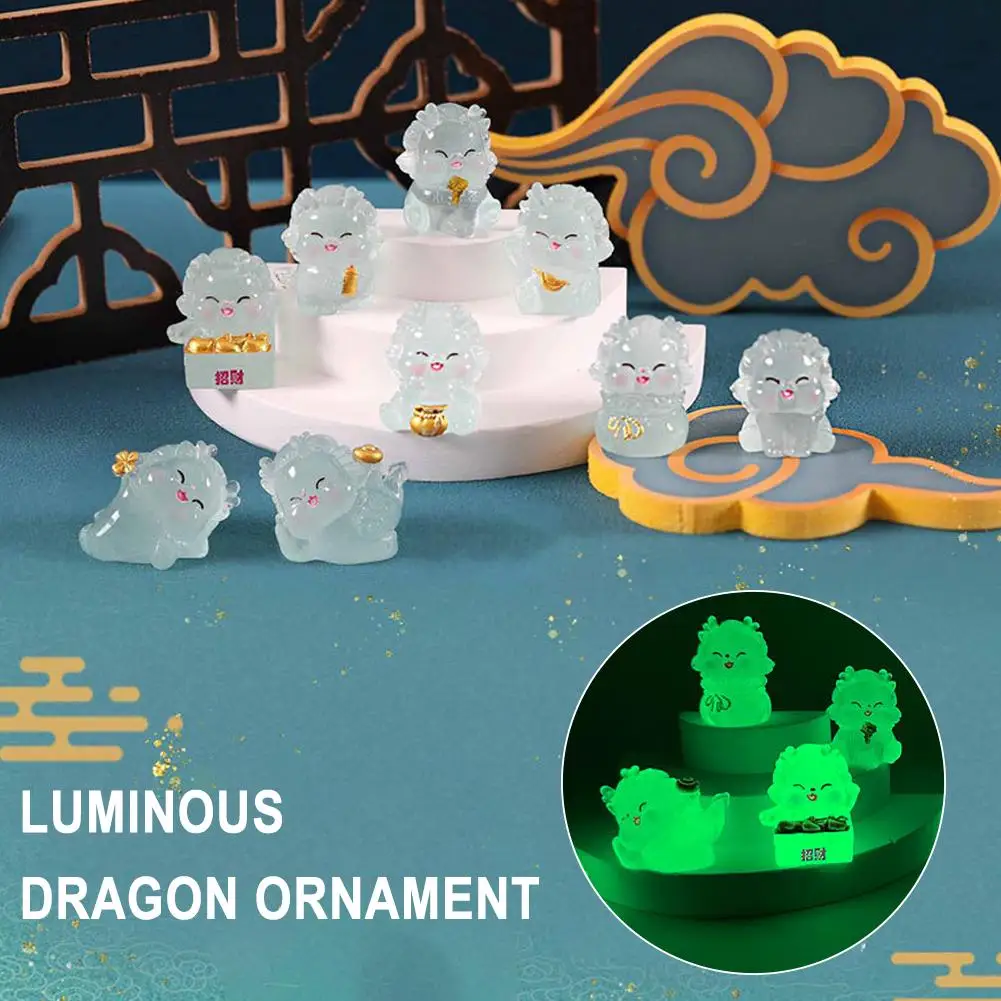 1pcs Luminous Dragon Ornament Mini Glow Kawaii Dragon Office Figurines Car Accessories Garden Home Dolls Fairy Decoration X5u9