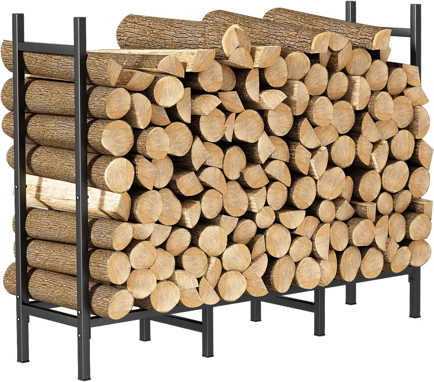 4ft Firewood Rack, Adjustable Metal Heavy Duty Fire Log Stand for Indoor Outdoor