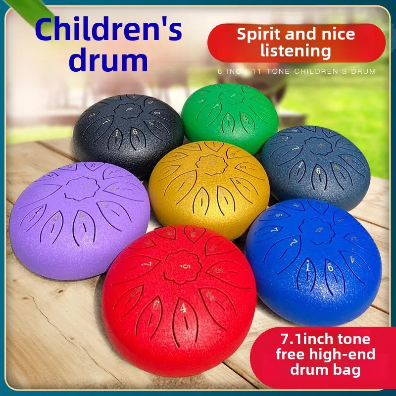 1 Set Ethereal Drum 6 Inch 8 Sound/11 Sound Hollow Drum C Tune Hand Dish Drum Steel Tongue Drum Children's Musical Instrument