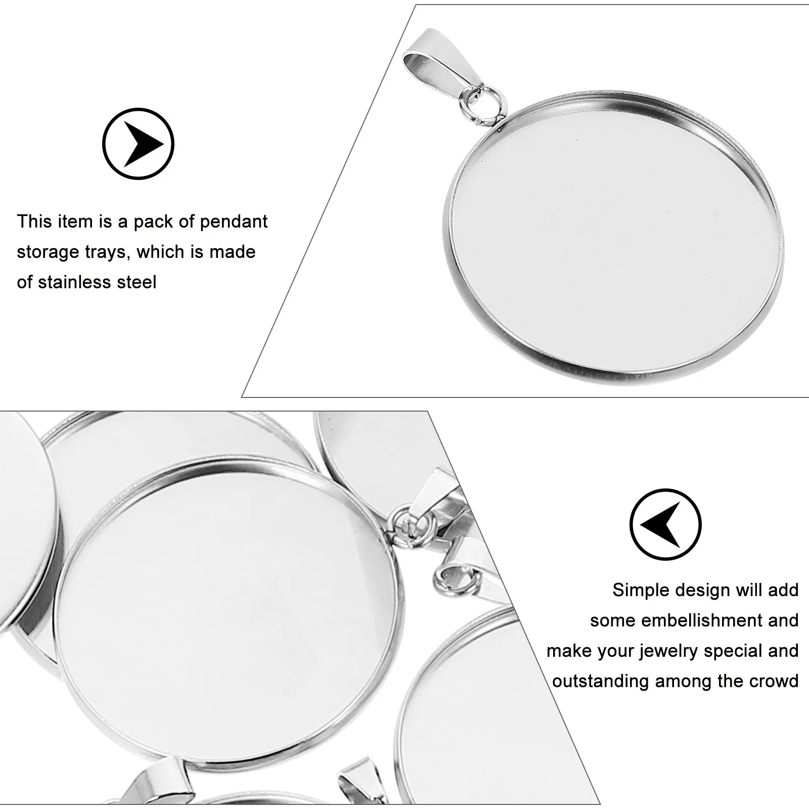 20Pcs Stainless Steel Round Pendant Tray DIY Jewelry Bases Necklace Chain Covers Kit 25Mm Custom Jewelry Craft Accessories view 2