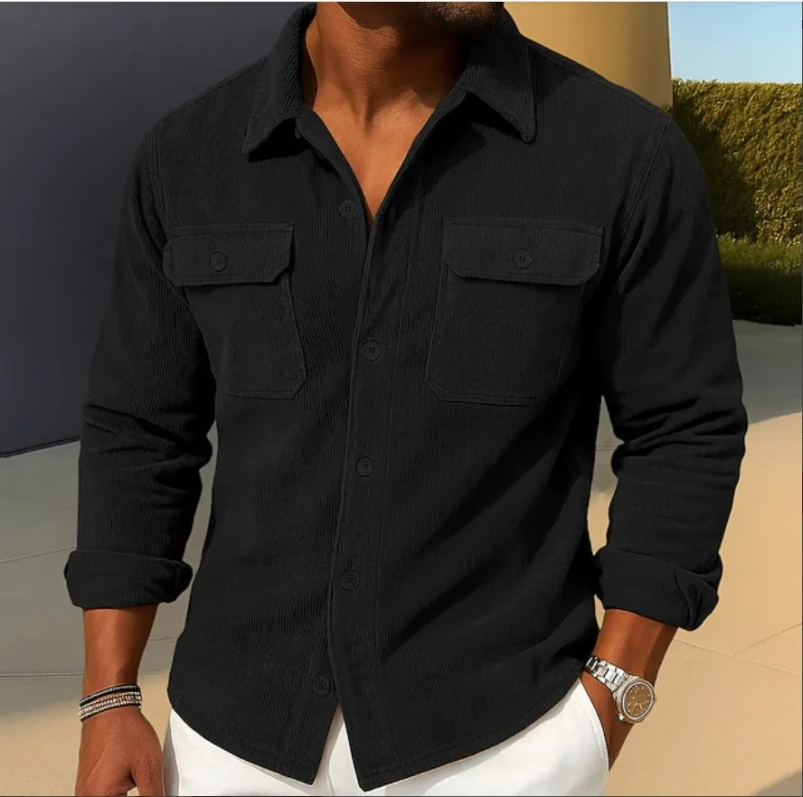 2026 Corduroy Shirt Men's Beauty Trend Loose Jacket New Casual Button Shirt