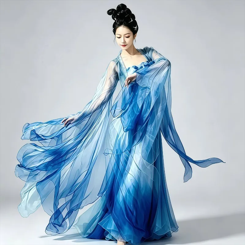 Classical dance female elegant gradual change gauze practice Chinese dance performance clothes