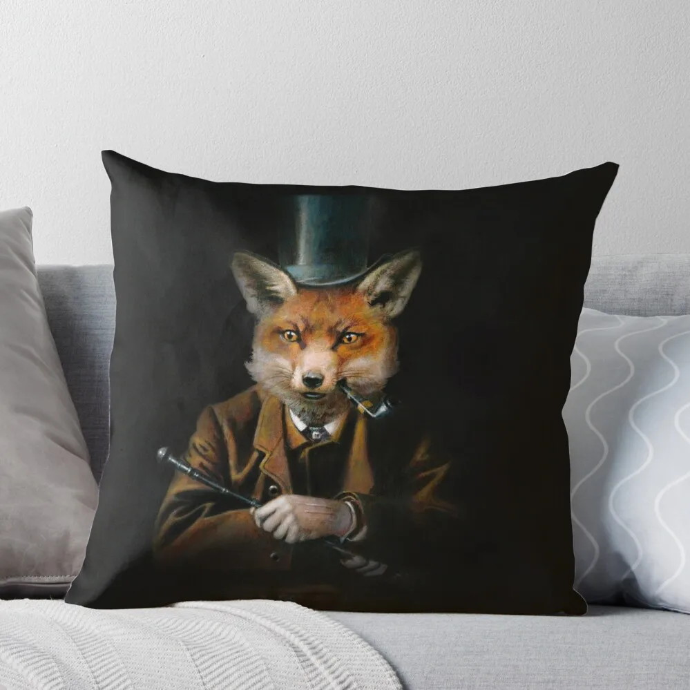 Dapper Victorian Fox Throw Pillow Custom Cushion Photo Anime Couch Pillows