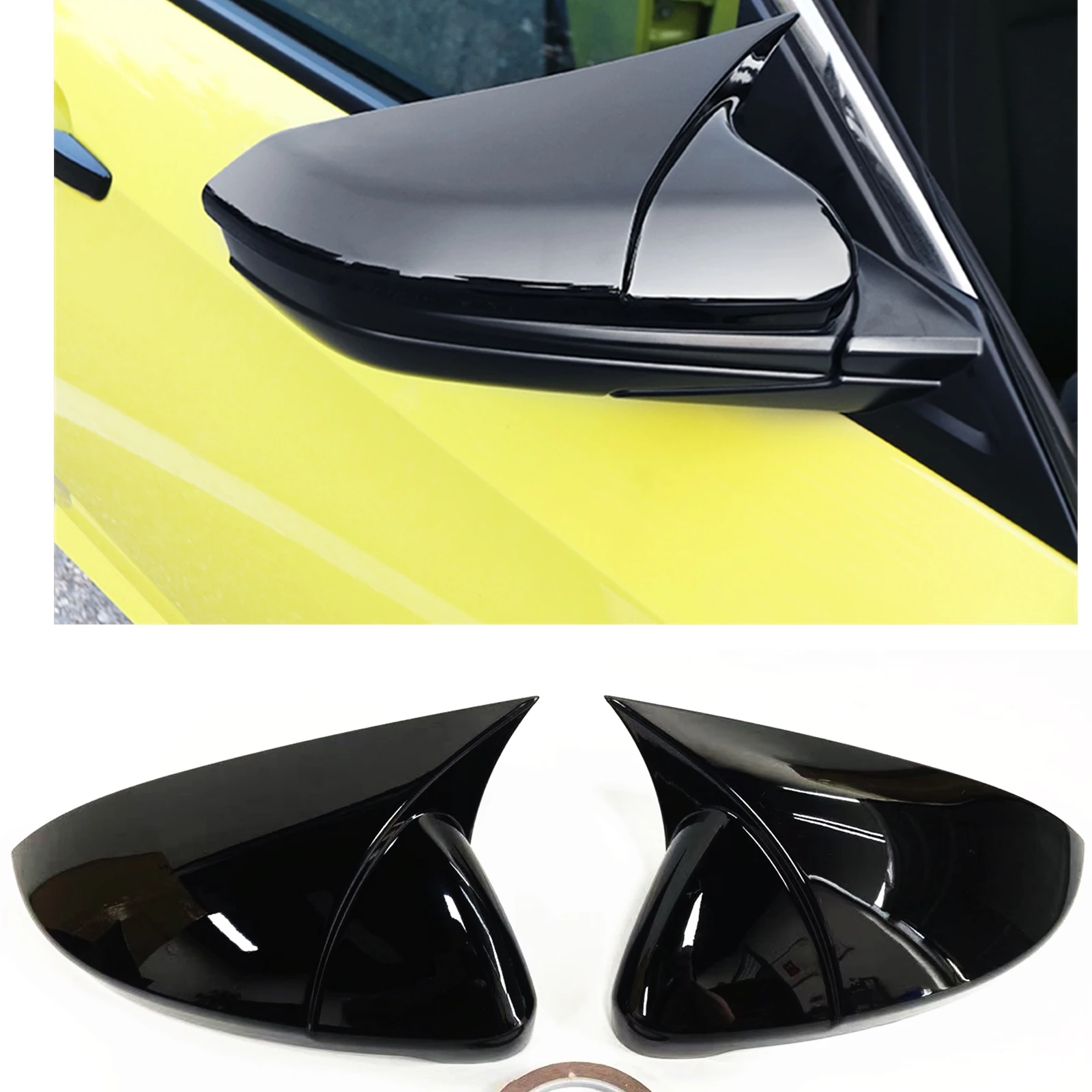 

Mirror Cover For Volkswagen VW Golf Mk7 7.5 2014-2018 GTI GTD TSI R Glossy Black Exterior Car Reverse Shell Rear View Cap Add On