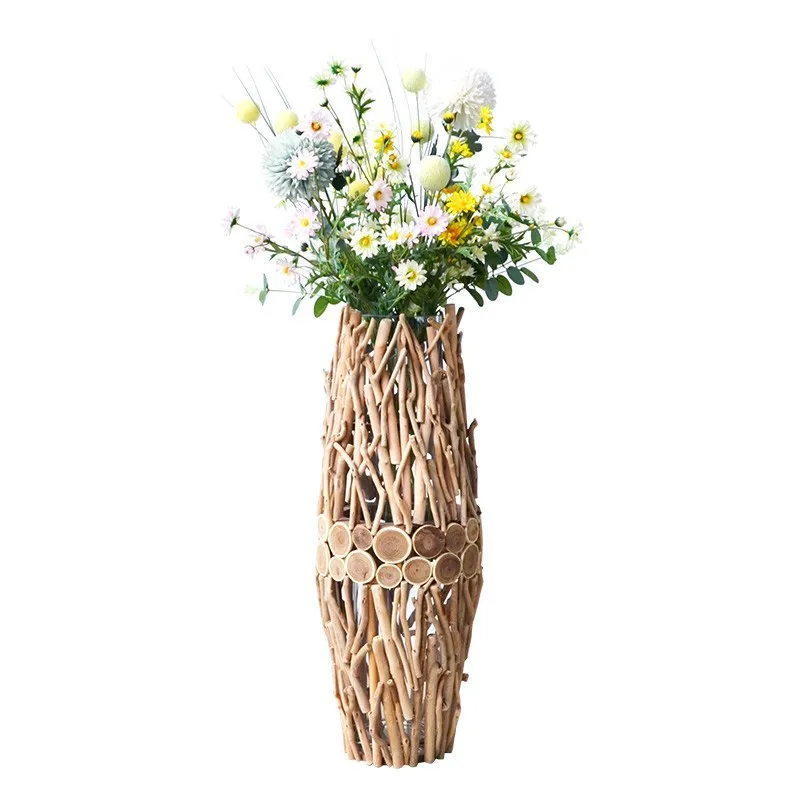 

Floor-to-ceiling large vase ornament, living room flower arrangement, Nordic simple dried flower glass vase decoration