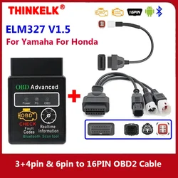 Elm327 V1.5 Voor Yamaha Voor Honda Efi Motorfiets Diagnostisch Hulpmiddel 3 + 4pin & 6pin Naar 16pin Obd2 Kabel Scanner Fout Diagnosticool