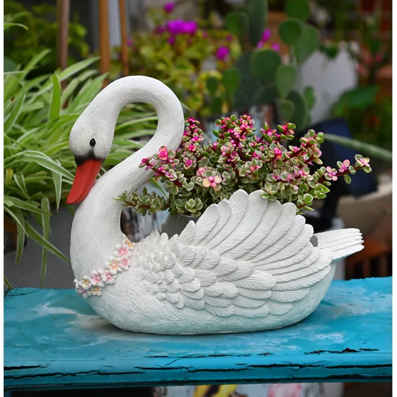 Swan Planter Pot Large Animal Shaped Flower Pot for Garden Decor Creative Balcony Ornament Outdoor