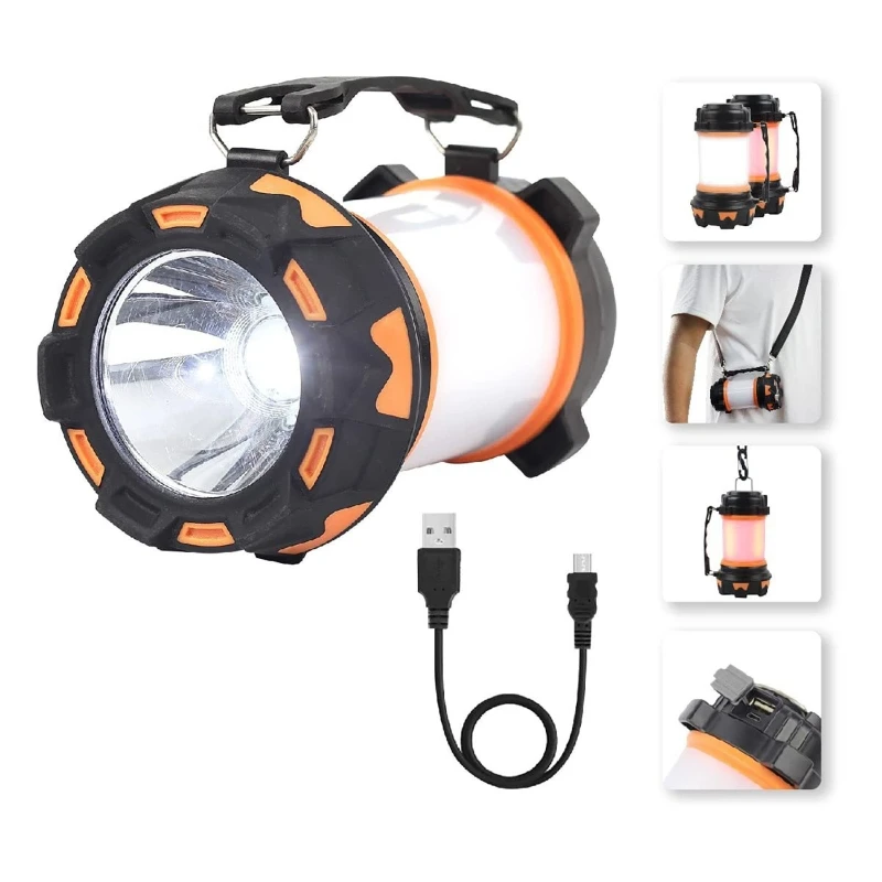 Linterna de Camping recargable con capacidad de 3600, linterna de Camping, portátil, Led, resistente al agua, Flash