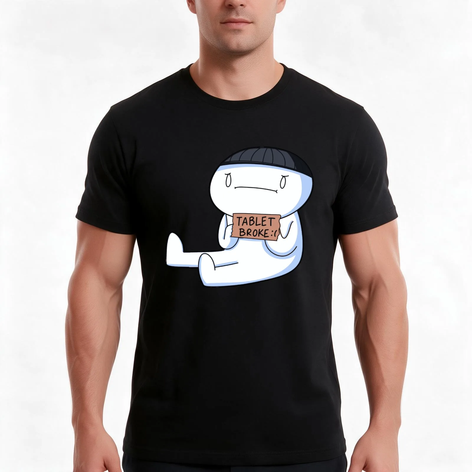 tablet broke T-Shirt Summer Casual Cotton Tee Oversized Streetwear Tops Vintage Graphic Print Loose Fit Short Sleeve