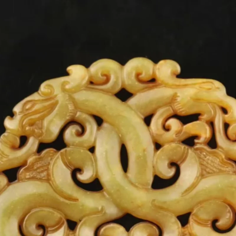 Old Natural Jade Hand-Carved Statue of Dragon Exquisite Handicraft