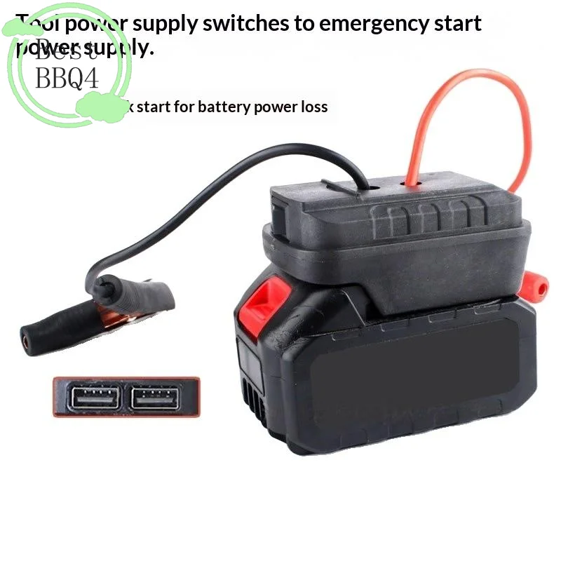 (BBQ4)1Pc Emergency Start-up Lighting Car Battery Starting Booster For 21V Battery Car Igniter Starter Adapter With/No Dual USB