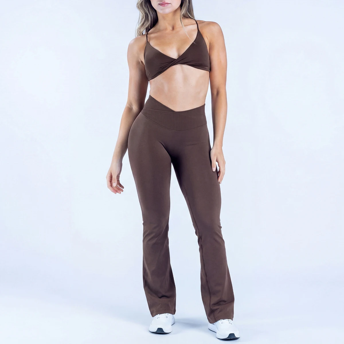 Vision Twist Front Sports Bra And Vision Flares Yoga Sets Women 2 Piece Tracksu…