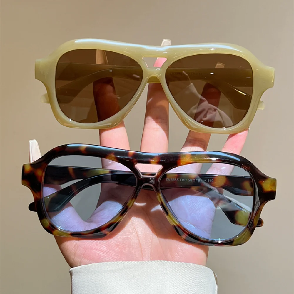 KLASSNUM Sunglasses Men AviatorS Shades Thick Frame UV400 Tortoiseshell Retro Eyewear Fashion Glasses Driving Large Frame