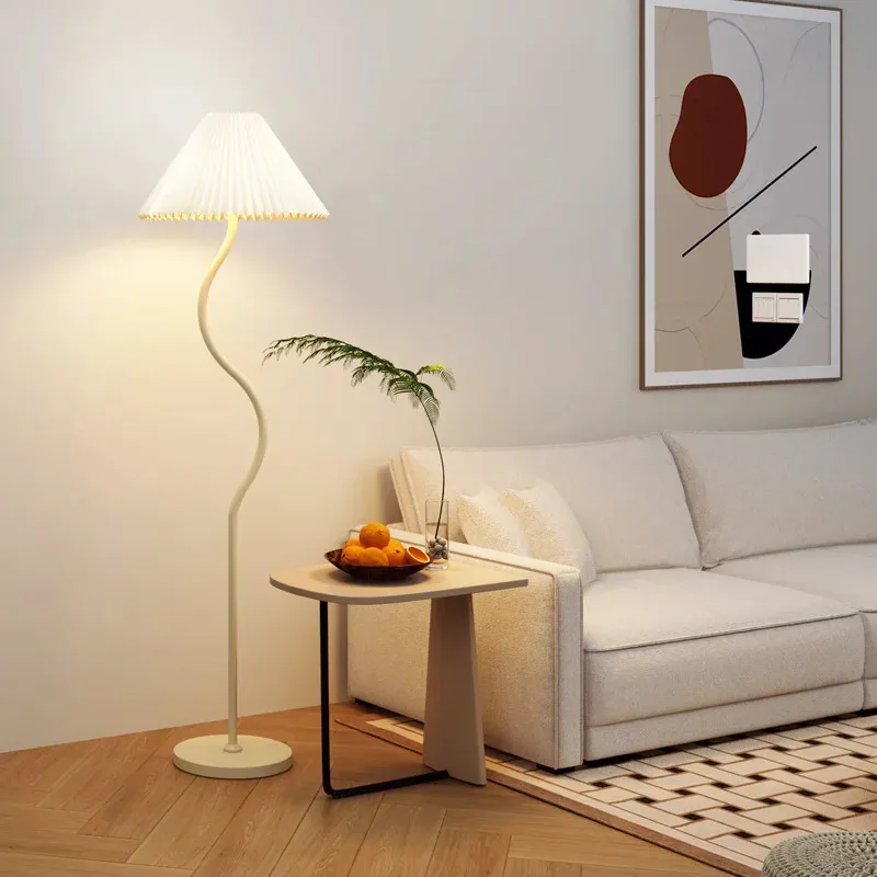 Minimalist E27 Led Floor Lamps for Living Room Bedroom Bedside Lamp Sofa Side Tea Study Pleated Standing Lights Home Decor