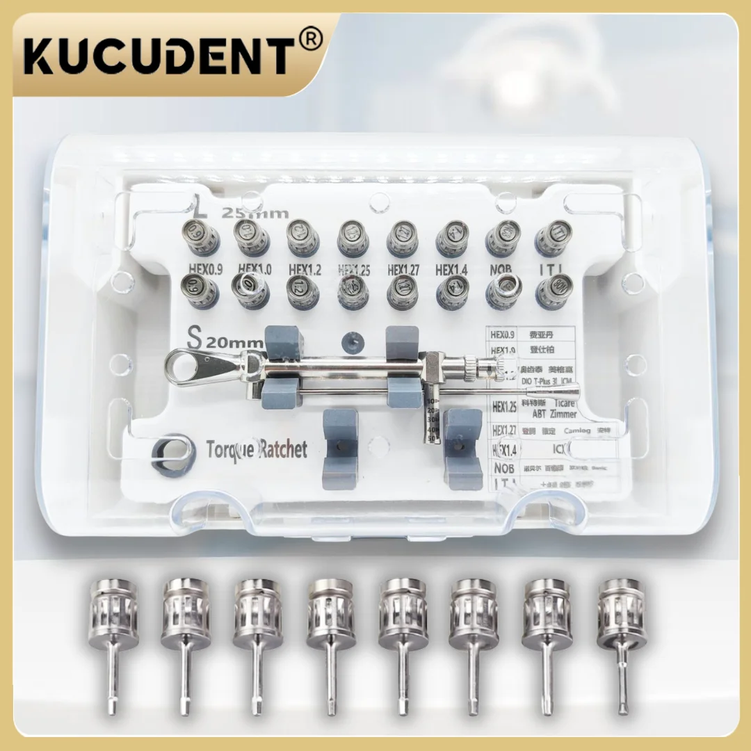 Dental Implant Torque Wrench Kit 10-70NCM - Complete Set with Calibrated Screwdrivers for Surgical & Restorative Procedures