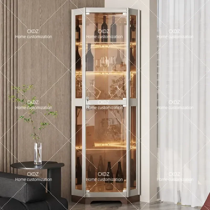 Simple Wall Mounted Corner Wine Cabinet Glass Display Storage Locker Triangle Shelf for Home Organization
