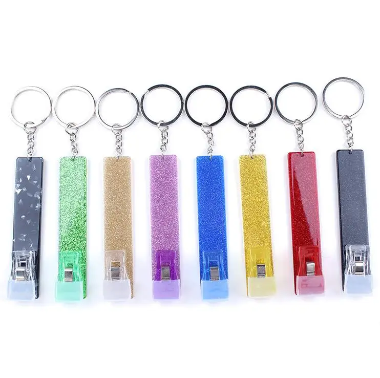 Credit Card Puller Keyring Party Favor Glitter Acrylic Bank Cards Grabber Keychain For Long Nail Tool SN4504