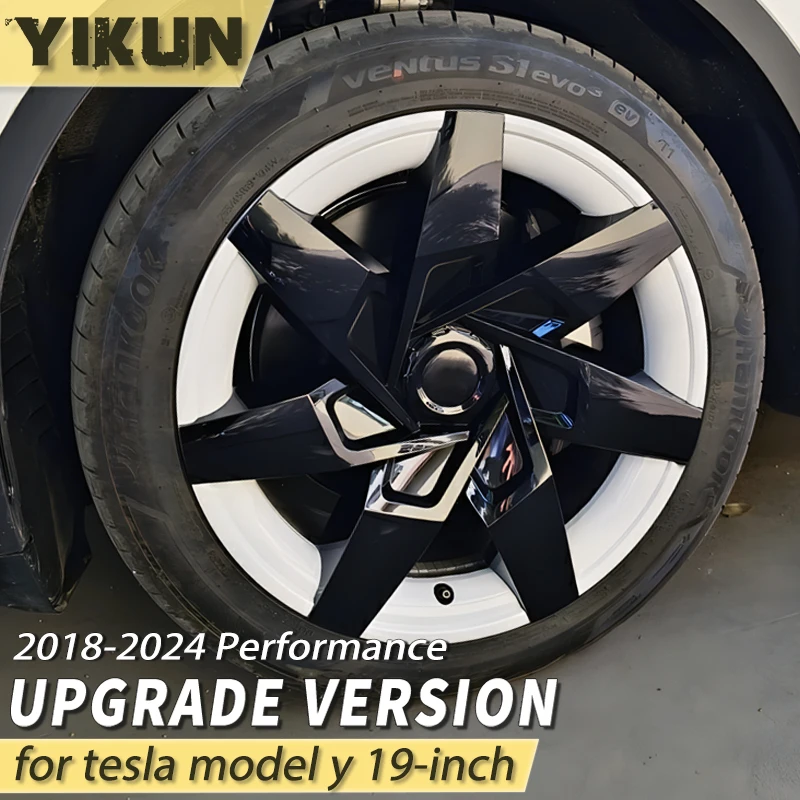 

4PCS Hub Cap 19Inch Wheel Parts Performance Replacement Wheel Cap Automobile Full Rim Cover Accessories for Tesla Model Y Hubcap