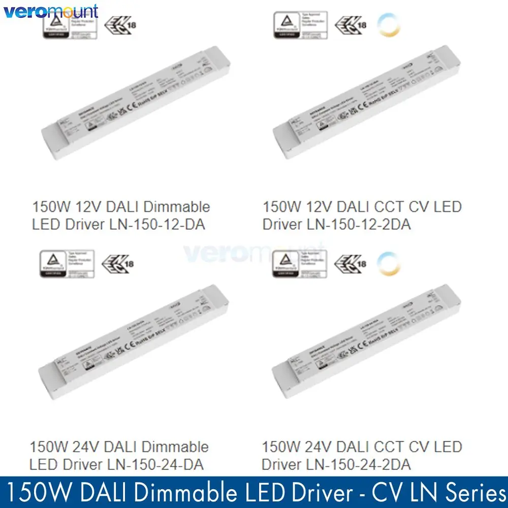 Skydance 12V 24V 150W DALI Constant Voltage Dimmable LED Driver LN-150-12-DA LN-150-24-DA for Single Color CCT Led Strip Power