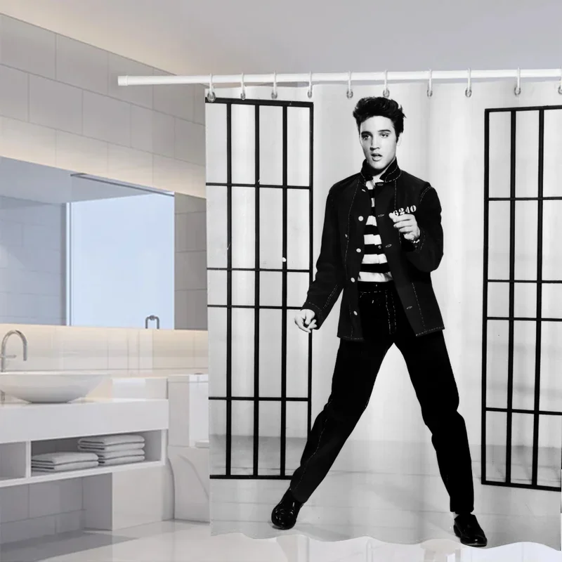 Elvis Shower Shower Curtain Waterproof Curtains in the Bathroom Accessories Set Bath Fabric Anti-mold Opaque Washable Products