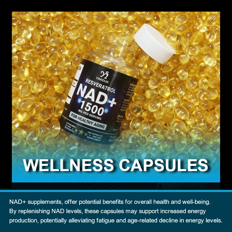 NAD Supplement, 120 Capsules- Liposomal NAD+ Supplement with Resveratrol, Support Cellular Health, Stamina & Healthy Aging