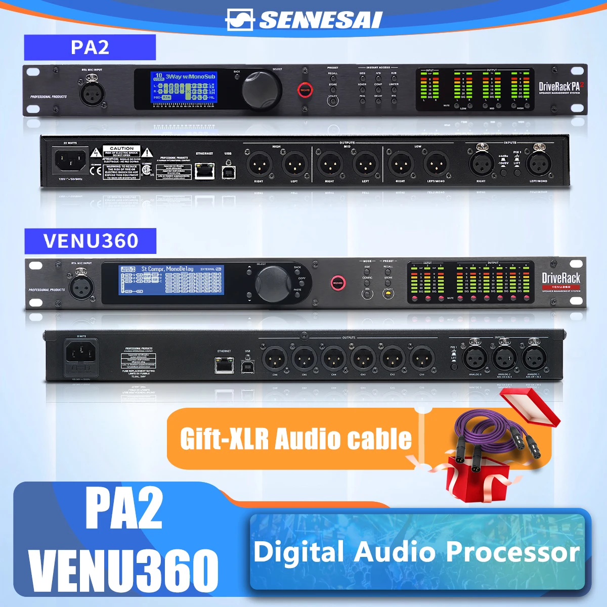 PA2 / Venu360 audio processor of 2 inputs and 6 outputs, original software, professional audio controller, professional speaker