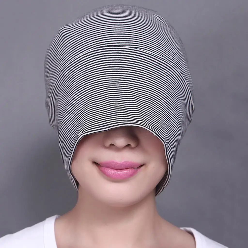 100% Brand New Adult Unisex All Cotton Night Cap Breathable Stretch Sleep Eyecover Fashion Headcap Light Grey