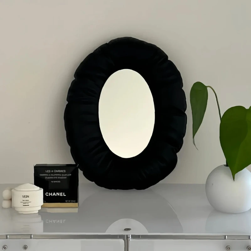 

Ins Oval Makeup Mirror Korean Creative Bathroom Wall Mirror Soft Simple Bedroom Desktop Decorative Mirror Living Room Decor Gift