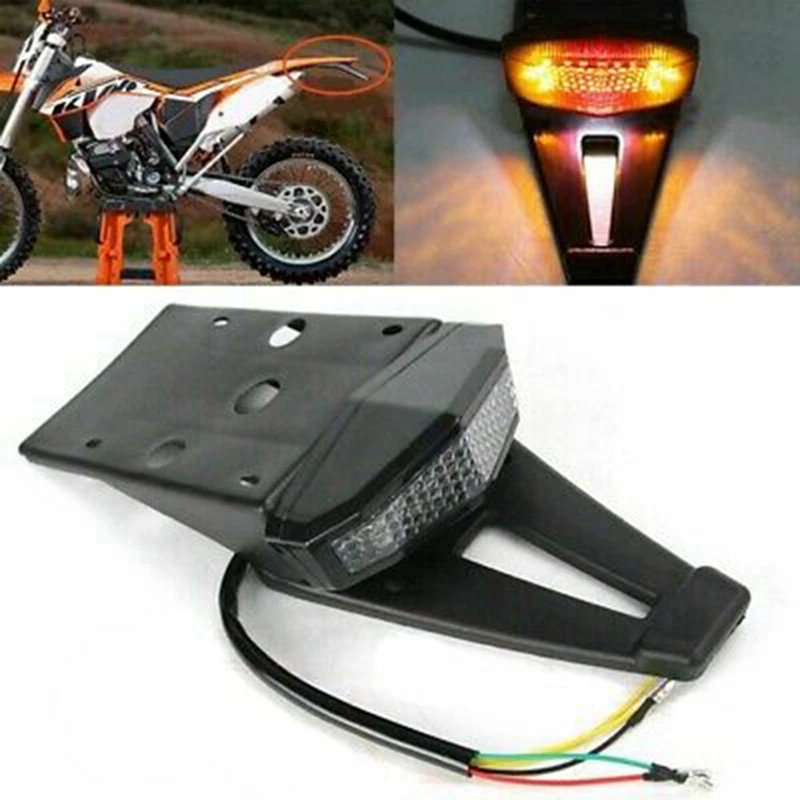2X Motorcycle Rear Fender Brake Tail Light License Plate Lamps Dirt Bike image 5