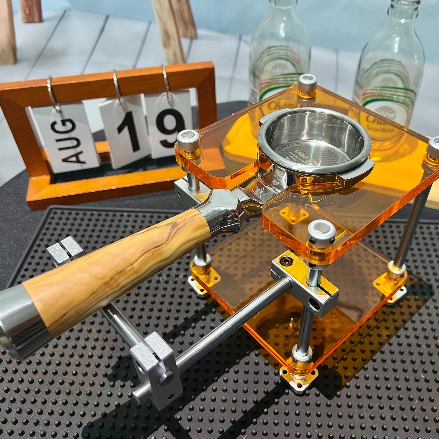 Acrylic Coffee Tamper Stand Holder Base with Metal Rod DIY Barista Tool Espresso Accessory