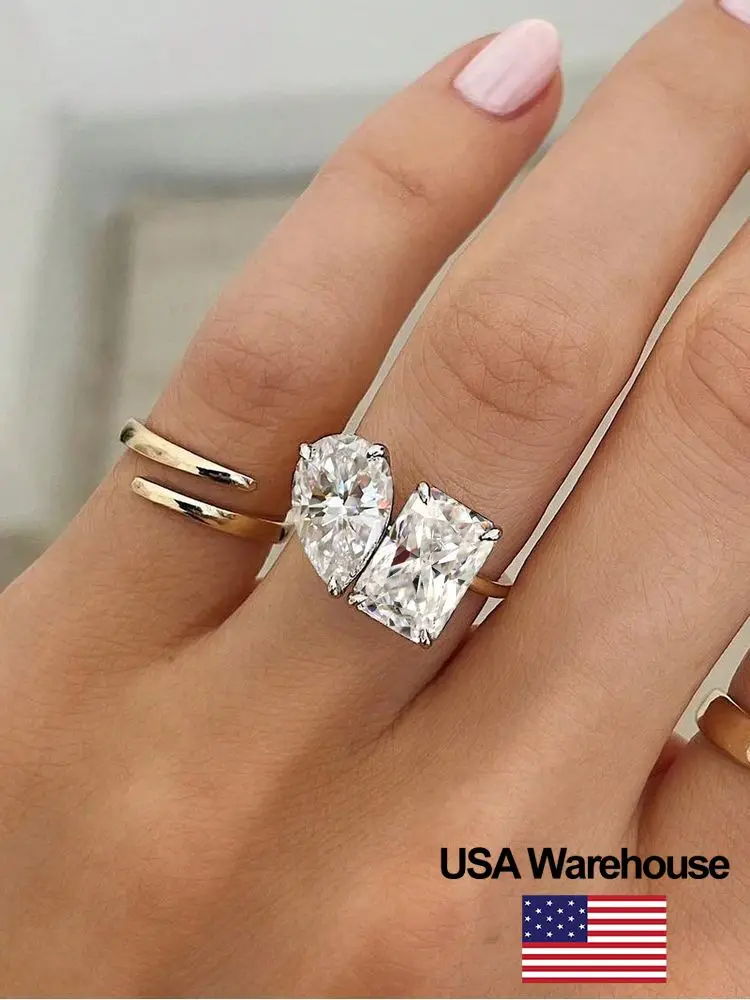 

925 Sterling Silver Fashion Classic Zircon WaterDrop Square Ring For Women Engagement Wedding Luxury High Quality Fine Jewelry