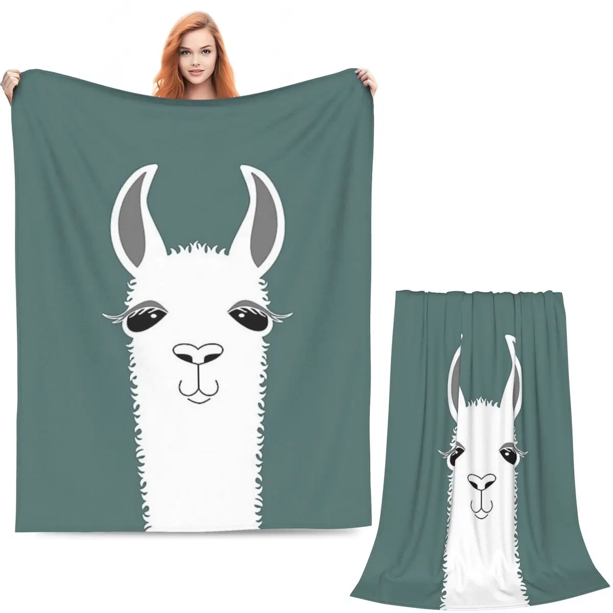 Llama Alpaca Animal Blanket Soft Warm Flannel Throw Blanket Plush for Bed Living room Picnic Travel Home Sofa
