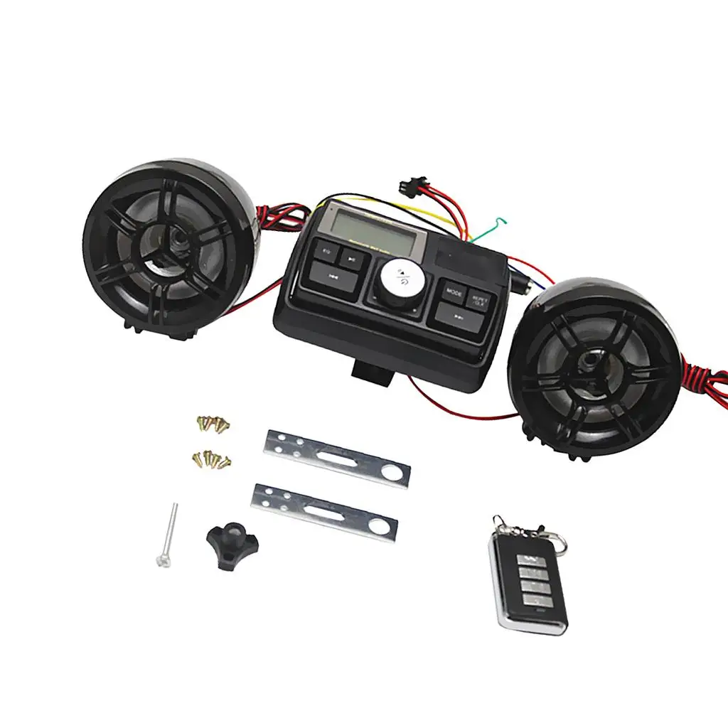 

Bike Speakers Waterproof Motorcycle Audio Kit Black 3 Inch Stereo with FM Radio SD USB Support for Outdoor Riding