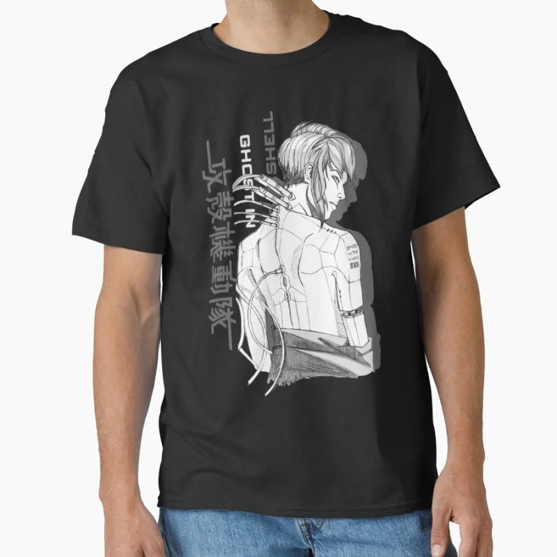 

Major Motoko Ghost In The Shell Cyberpunk Video game Cyborg Girl T shirt Large size Tops Anime Graphic Print tee Y2K Clothes
