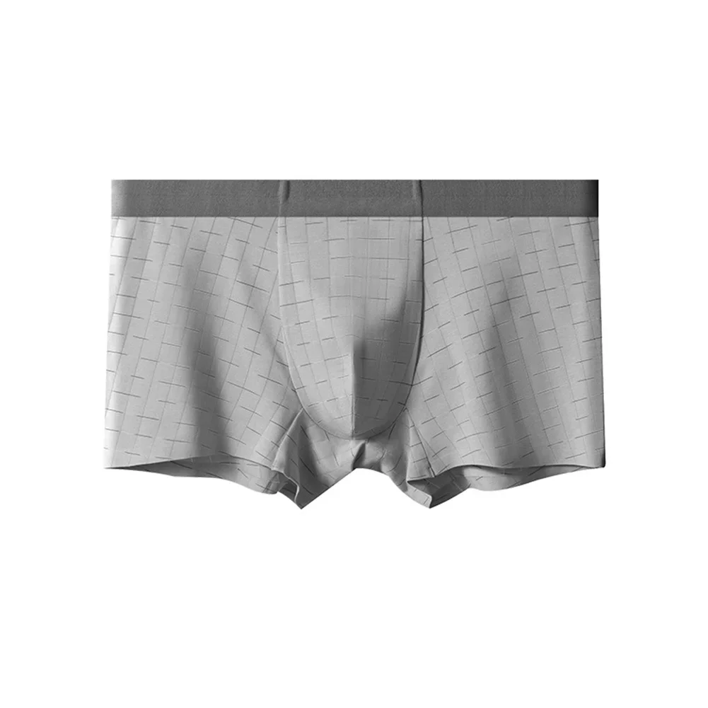 

1pc Men Solid Boxer Shorts Breathable Flat Corner Mid Waist Trunks Underwear Seamless Simple Comfortable Soft Boxer Shorts