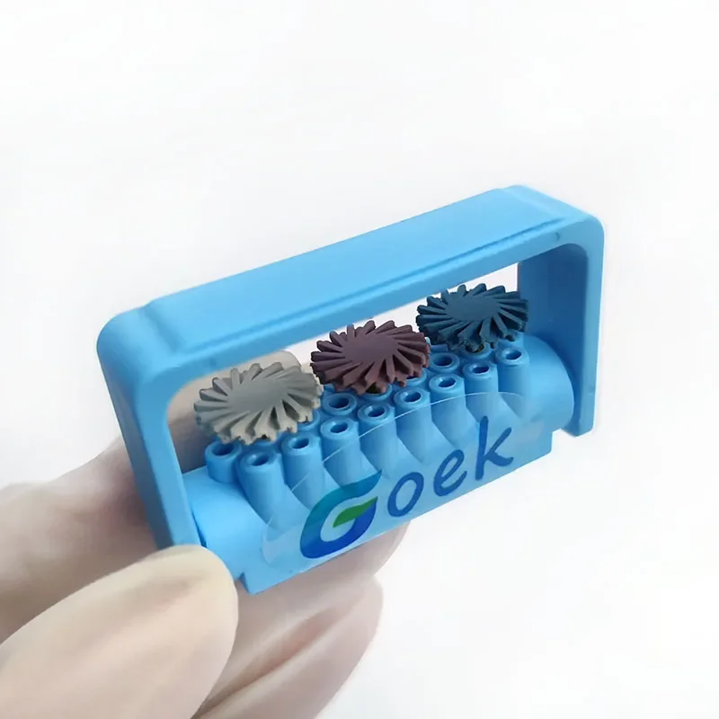 4 Stück Dental-Diamant-Gummi-Polierer mit Desinfektionsbox zum Polieren von Zirkonoxid-Lithium-Disilikat-Zahnmedizin-Laborbohrern