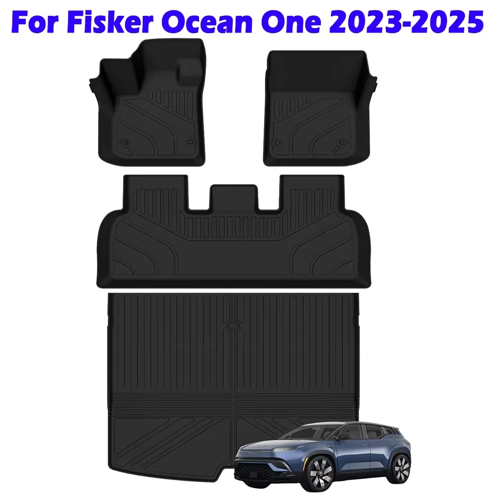 سجادات أرضية مناسبة لـ Fisker Ocean One 2023-2025، سجادات أرضية من مادة TPE لحماية جميع الأحوال الجوية، ملحقات بطانة البضائع