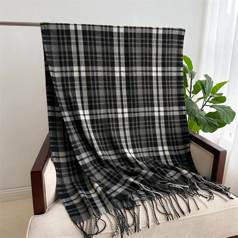 New Luxury Winter Warm Scarf Fashion Plaid Tassel Fashion Shawl For Men Women Thickening Long Scarves Simple 200X70cm Wrap Scarf