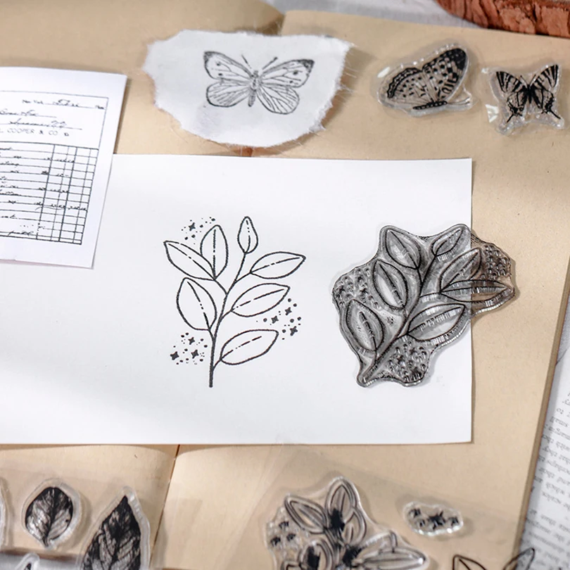 Flowers Butterfly Transparent Stamp Silicone Clear Stamps Diary Journal Decoration Carimbo Scrapbooking Stempel Rubber Stamps